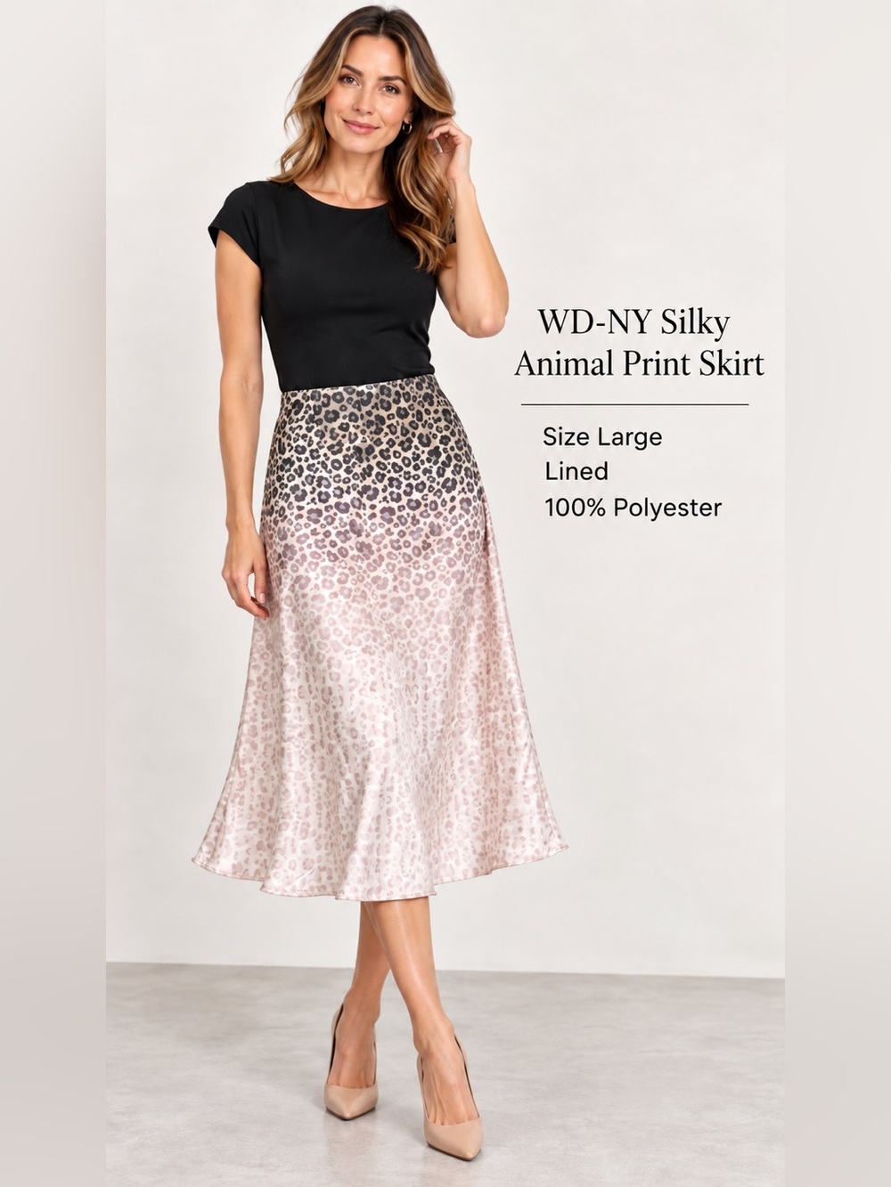 WD.NY Blush Ombre Leopard Midi Skirt